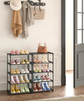 Slim 5 Tier Shoe Rack For Tight Spaces 16.3 Inch Wide Narrow Space Saving Organizer Made From Lightweight Nonwoven Fabric Holds About 10 Pairs