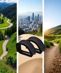2 Pack Black Strap Pedal Straps For Kids And Adults Bike Foot Pedal Straps Toe Clips in natural terrain setting.