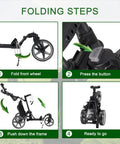 Folding steps for Hardcore Lightweight Foldable Golf Push Cart With Zero Hassle Quick Release Frame and Smooth 360 Rotating Front Wheel.