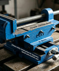 6 Inch Cross Slide Drill Press Vise Built Like A Tank With Nine Point Four In X Axis Travel And Eight In Y Motion For Dead Steady Precision Workholding On Bulky Metal Plates, showing durable cast iron construction.