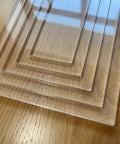 Top Shelf Rectangle Router Template Set For Custom Woodworking Builds Quarter Inch Clear Acrylic Jig with engraved measurements.