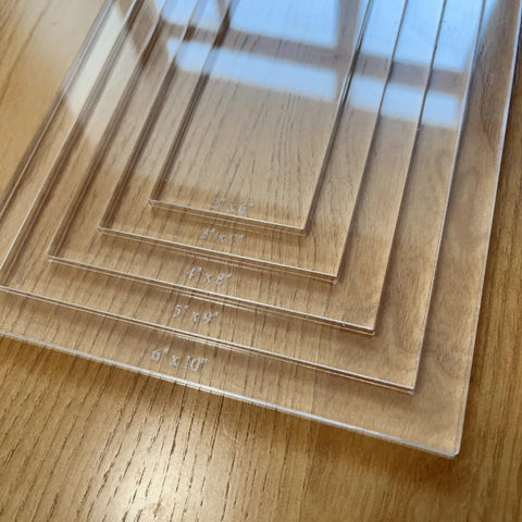 Top Shelf Rectangle Router Template Set For Custom Woodworking Builds Quarter Inch Clear Acrylic Jig with engraved measurements.