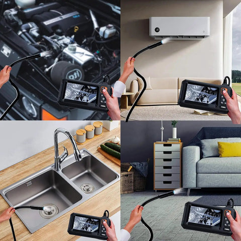 1080P HD Endoscope Camera With Light 4.3 Inch LCD Display IP67 Waterproof inspecting car engine, air vent, sink, and sofa