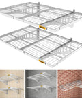 Two Pack Tough As Nails Garage Wall Mounted Shelving Unit 24x36 Inches 2x3ft Sliding Rail Design White With 560 Lb Total Load Capacity