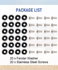 Black CNC Billet Aluminum Fender Washer Set 20 Pcs Engine Bay Dress Up Kit For Honda 10mm Bolt Holes and M6x20mm Bolts