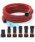10 Foot Dust Collection Hose Kit With 6 Universal Adapters for shop vacuums in red, showing strong suction and flexibility.