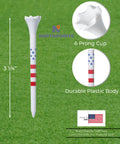USA Stars And Stripes American Flag Plastic Golf Tees Pack Of One Hundred Three And One Quarter Inch Durable Tees