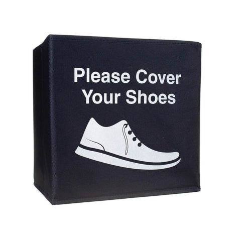 Foldable Shoe Cover Boxes With Please Cover Your Shoes Sign Blue And Red Set For Realtors Real Estate Pros And Offices Durable