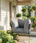 Single Seater Porch Swing Chair With 106 Inch Adjustable Rope For Height Boho Macrame Hanging Hammock Chair For Outdoor Patio Or Bedroom Reading Nook Anti Tip Design With Cushions In Grey Cozy Chill Vibe