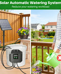 Solar Powered Drip Irrigation System With Digital Programmable Watering Kit, 2200mAh Battery, hybrid power in garden setup