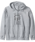 Hella Sweet Tuk Tuk Rickshaw Graphic Zip Hoodie For Auto Drivers And Urban Riders With Heavyweight Classic Cut Comfort And Vintage Southeast Asian Street Style Vibe in grey with art design.