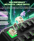 Close-up of TKL Wireless Mechanical Gaming Keyboard Black Built Different With Massive 10000Mah Battery showing Megalodon switches.