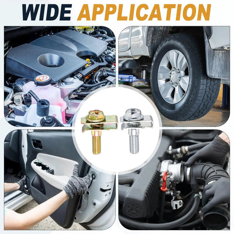 20 Piece M6 Body Bolts And U Nuts Kit For Bumper And Fender Liner Replacement, Manganese Steel Fasteners For Most Cars, Easy Install, DIY Friendly And Secure Fastening With Durable U Nuts And Bolts. wide application for engine, wheel well, door panel, and intake
