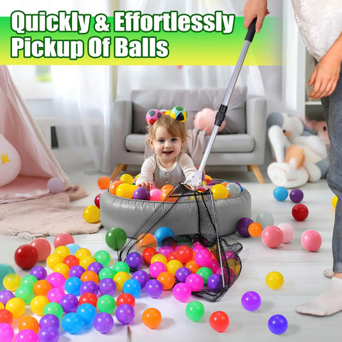 Adjustable Ball Picker For Ball Pits And Foam Pit Cleanup, Plastic Retriever For Kids, Multi Collector Grabber Tool For Play Yards, Dog Playpens, And Pet Toys