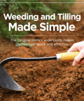 Pro Grade Hand Hoe Garden Tool For Weeding Digging And Planting With Forged Steel Blade In Use On Soil