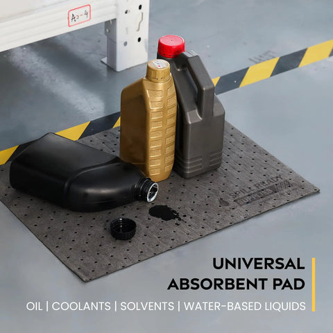Heavy Duty Universal Absorbent Pads 10 X 13 Inch 100 Pack No Sweat Cleanup Tough As Nails Pads Soak Up Oil Coolant And Hydraulic Fluid Instantly For Garage Shop Or Warehouse Use Without The Hassle