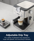 Espresso Machine With Milk Frother And 15 Bar Pump For Lattes Cappuccinos And Iced Coffee At Home Barista Quality Shots And Creamy Froth Every Time For You with adjustable drip tray visible