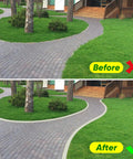 Before and after using Heavy Duty Rotary Wheel Lawn Edger With Adjustable 23.6 To 67 Inch Length, Stainless Steel Handle And Sharp Serrated Blades, Quick Edging Power For Sidewalks, Roller Trimmer With Gloves Included.