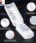 GUKR Universal Wireless Keypad For Genie Overhead Door LiftMaster Chamberlain Sears Craftsman and more with open lid and buttons.