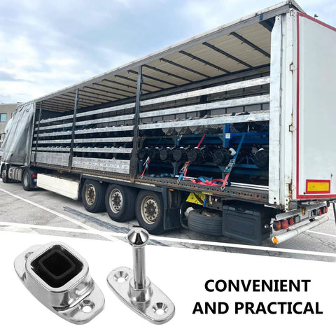 Heavy Duty Van Door Holder And Trailer Door Retainer Catch For Commercial Trucks in front of open trailer showing practicality