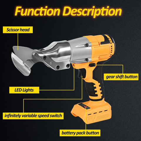 Beast Mode Cordless Metal Shears For Quick Sheet Metal Cuts With 600W Brushless Motor featuring scissor head and buttons