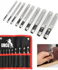 Leather Hole Punch Set 2.5mm to 10mm, 9 Pcs Hollow Punch Tools in Carbon Steel with Storage Bag for DIY Leatherworking and Craft Projects