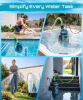 Automatic Submersible Water Pump With Smart Float Switch Delivers 5548 GPH High Flow For Yard Basement Pond Removal Plus Sump Jobs Heavy Duty 1HP in use for efficient water removal in basement.