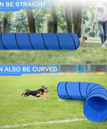 10 Foot Dog Agility Tunnel For All Breeds, Tear Resistant Oxford Cloth Training Tunnel, straight and curved, blue