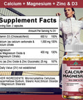 Max Strength Calcium 1000mg With Magnesium 400mg D3 600IU And Zinc 25mg Complex bottle with supplement facts label, 120 softgels