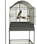 Avian Sun Deluxe Floor Light Stand For Birds With Adjustable Gooseneck And Stable Base next to birdcage