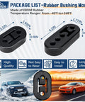 Universal Exhaust Hanger Kit For Quick Strong Mounts 16 Piece Set showing rubber bushings with dimensions and features.