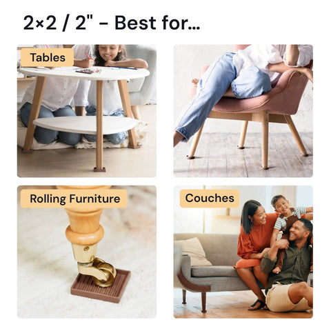 Non Slip 2x2 Brown Furniture Pads Set Of 4 For Hardwood Vinyl And Tile Floors Keep Furniture From Shifting With Anti Slip Grippers