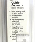 Retail packaging of Western Enterprises Quick Connects for pressure up to 125 PSI, features visible through clear plastic.