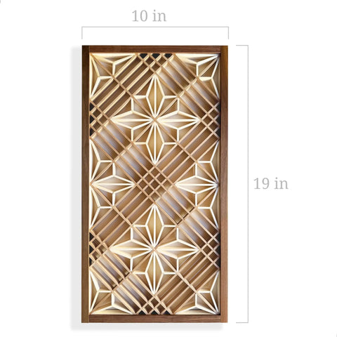 Kumiko DIY Kit With Kakuasa No Ha Pattern Ready To Assemble Wall Art, 154 Wood Pieces In Basswood, Cherry Wood, And Black Walnut