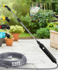 Battery Powered Sprayer Wand With 32 Ft Hose And 3 Adjustable Speeds for Easy Garden Watering, showing nozzle options.