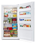 Stay Frosty With This Hella Reliable 17 Cubic Foot Upright Convertible Fridge Freezer Garage Ready Dorm Cooler featuring organized food items.