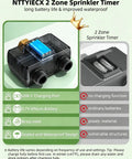Two Zone Sprinkler Timer For Garden Hose With Battery Power, Water Timer For Lawn And Garden, Brass Inlet, IPX6 Waterproof image