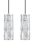2 Pack Crystal Kitchen Island Pendant Lights With Nickel Finish Dope Modern Fixture With Crystal Plate Metal Shade