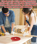 Two people using Red 78 Inch Router Edge Guide Templates Kit With Flexible Curve Ruler for woodworking on a table.