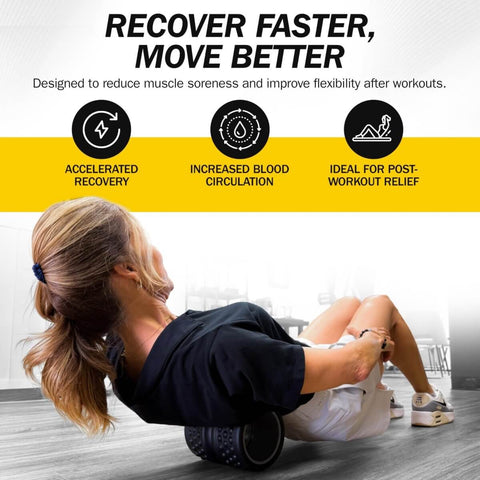 Person using Spine Aline Back Roller For Deep Tissue Massage And Knot Busting Neck And Spine Relief, Portable Durable Muscle Roller