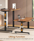 Massive 47 X 24 Inch Electric Standing Desk With 180 Degree Tiltable Mobile Rising Adjustable Height Workstation showing lifting function and height adjustments.