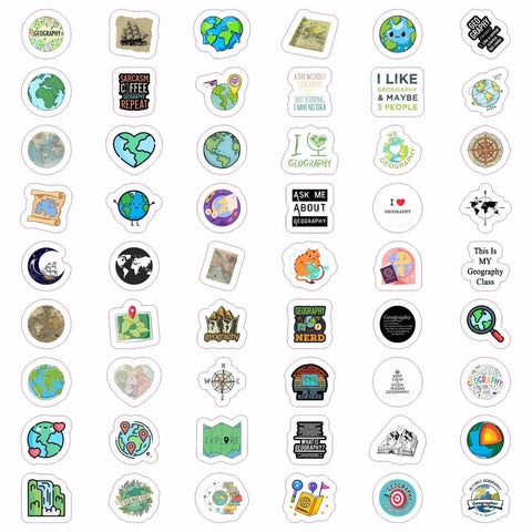 Geography Stickers Pack For Water Bottles And Laptops Dope Waterproof Vinyl Decals Featuring Maps And Landmarks 100 Piece Set