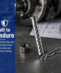 One Quarter Inch Clevis Pin With Eight Holes For Precise Length Adjustment, Heavy Duty Carbon Steel With R Clip, Eight Pack For Hitch Receivers, Drawbars, And Implements, Delivers A Snug Rattle Free Fit, with r clip and nut