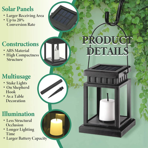 Eight Pack Solar Lantern Lights Outdoor Waterproof LED Hanging Lanterns With Candle Effect For Garden Patio Porch Yard Pathway Chill Mood Lighting Warm White Ambience Weather Resistant Stakes Included No Wiring Needed Easy Outdoor Decor