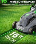 40V Cordless Lawn Mower With 16 Inch Deck And 4.0Ah Battery, Brushless Motor, Intelligent Cutting System Adapting To Dense Grass, Easy Push, Low Noise Green Finish, 16-inch cut path