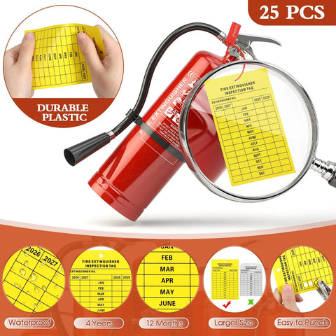 Fire Extinguisher Inspection Tags Kit With 2026 2029 Maintenance Plastic Tamper Seals Fire Extinguisher Pull Pins Security Tags