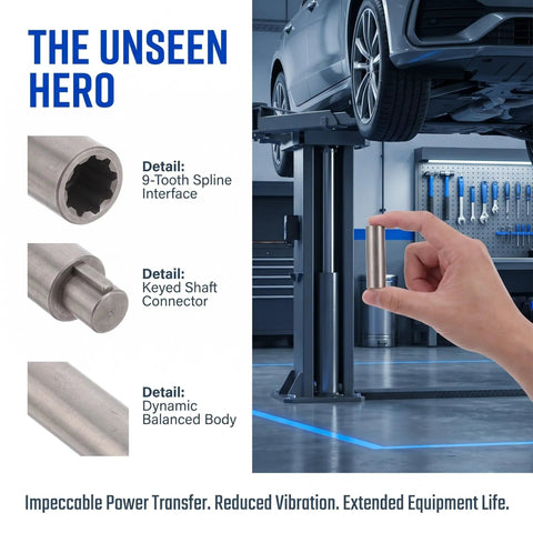 Solid Steel Lifting Coupler Shaft That Extends Lifespan Of Your Car Lift Pump And Transmission With Precise Alignment For Garage Ops And Auto Repair Shops Today showing key details.