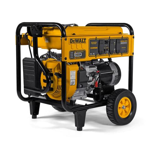 10,000 Watt Portable Gas Generator With Electric Start And Battery, 420cc Engine, side view showing control panel and wheels