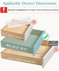 Image showing drawer dimensions for 12 Pack Clear Drawer Dividers For Clothes 4 Inch Tall Expandable Dresser Organizers.