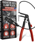 Radiator hose clamp pliers front view with 22-in cable and red-handled grips